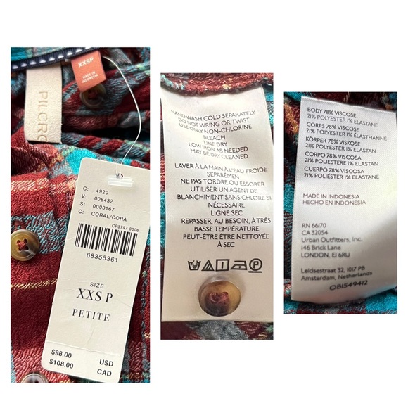 Anthropologie Pilcro Plaid Buttondown Shirt XXSP - Picture 12 of 12